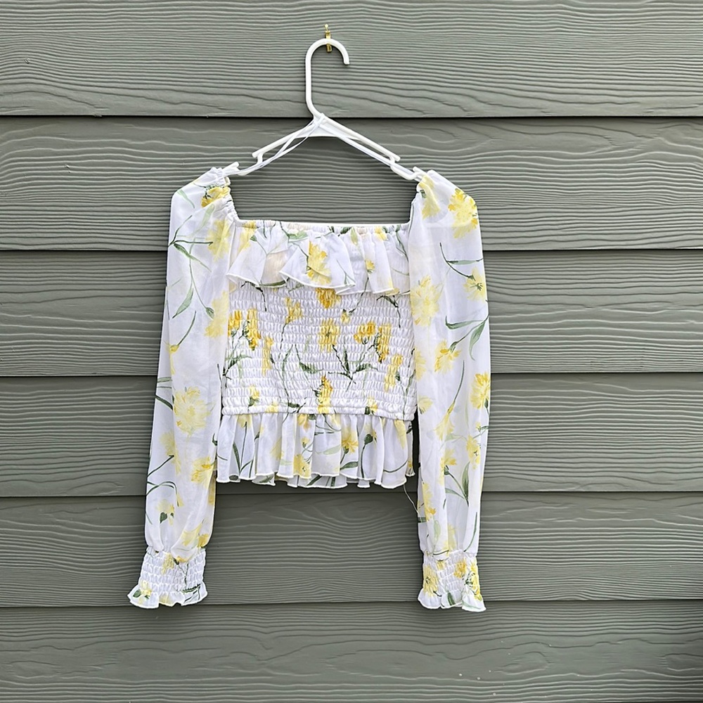 White floral crop top
